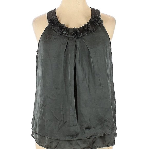 Adiva Silver-Grey Flower Ruffle Tank Top - Small - EUC - Picture 1 of 9